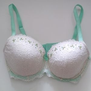 Victoria's Secret 36DD White/Aqua Lined Bra